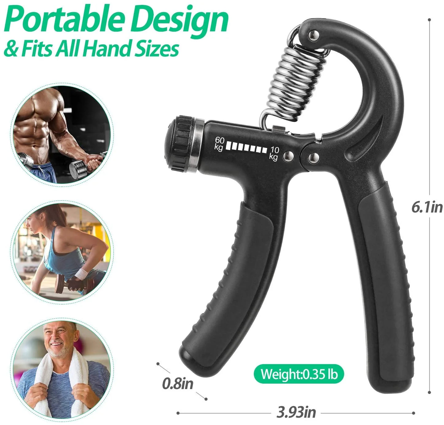  Non-Slip Grip Strength Trainer with Adjustable Resistance from 22 to 132 lbs